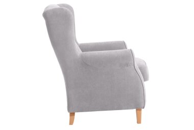 Ohrensessel Karlen Bezug Veloursstoff Buche natur / silber 22050