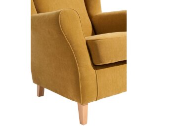 Ohrensessel Karlen Bezug Veloursstoff Buche natur / mais 22051