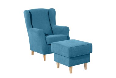 Ohrensessel Karlen Bezug Veloursstoff Buche natur /...