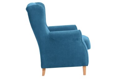 Ohrensessel Karlen Bezug Veloursstoff Buche natur / petrol 22052