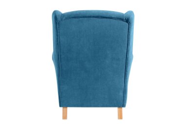 Ohrensessel Karlen Bezug Veloursstoff Buche natur / petrol 22052