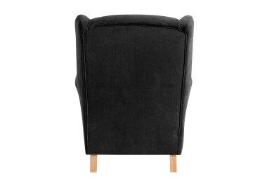 Ohrensessel Karlen Bezug Veloursstoff Buche natur / schwarz 22053