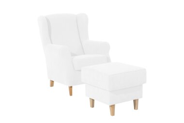 Ohrensessel Karlen Bezug Veloursstoff Buche natur / creme 22055