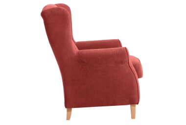 Ohrensessel Karlen Bezug Veloursstoff Buche natur / terracotta 22057