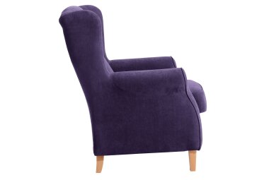 Ohrensessel Karlen Bezug Veloursstoff Buche natur / violett 22059