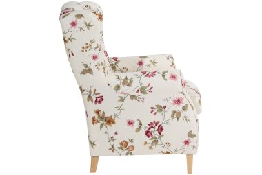 Ohrensessel Karlen Bezug Flachgewebe Buche natur / weiß 22072