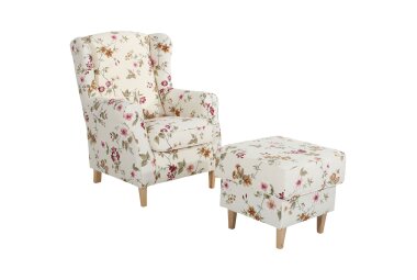 Hocker Karlen Bezug Flachgewebe Buche natur / weiß 22073