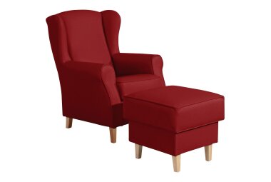 Ohrensessel Karlen Bezug Kunstleder Buche natur / chili 22087