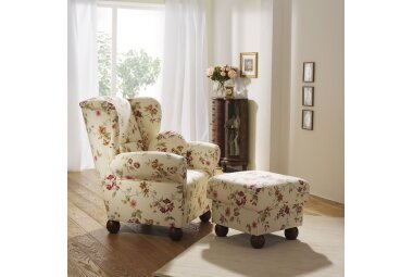 Hocker Kasha Bezug Flachgewebe Buche nussbaum dunkel / weiß 22251