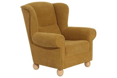 Ohrenbackensessel Kasha Bezug Veloursstoff Buche natur /...