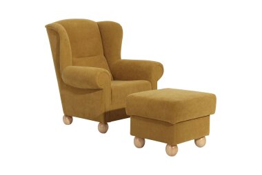 Ohrenbackensessel Kasha Bezug Veloursstoff Buche natur /...