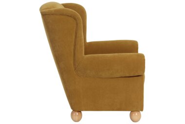 Ohrenbackensessel Kasha Bezug Veloursstoff Buche natur / mais 22258