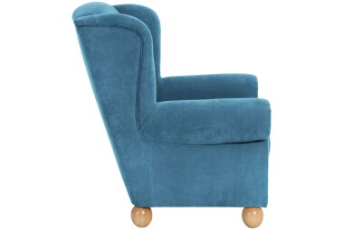 Ohrenbackensessel Kasha Bezug Veloursstoff Buche natur / petrol 22260