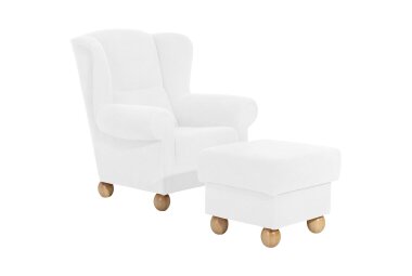 Ohrenbackensessel Kasha Bezug Veloursstoff Buche natur / creme 22266