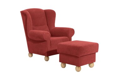 Ohrenbackensessel Kasha Bezug Veloursstoff Buche natur /...