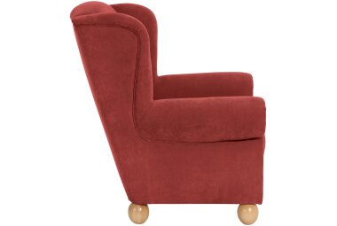 Ohrenbackensessel Kasha Bezug Veloursstoff Buche natur / terracotta 22270