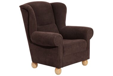 Ohrenbackensessel Kasha Bezug Veloursstoff Buche natur /...