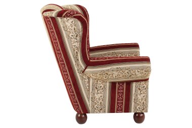 Ohrenbackensessel Kasha Bezug Chenille Buche nussbaum dunkel / rot 22279