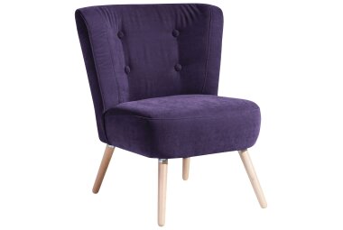 Sessel Kassi Bezug Veloursstoff Buche natur / violett 22389