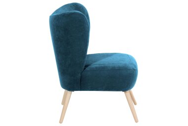 Sessel Kathy Bezug Veloursstoff Buche natur / petrol 22644