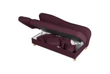 Recamiere mit Armteil links klappbar Katia Bezug Flachgewebe Buche natur / burgund 22664