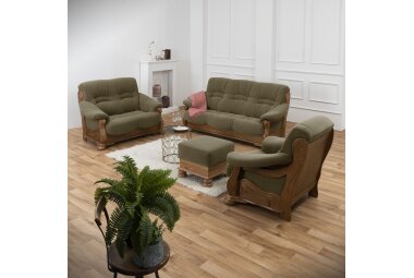 Hocker Katlin Bezug Flockstoff Eiche rustikal P43 / grün 22760