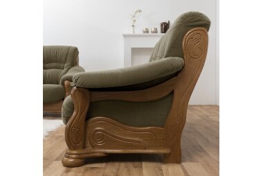 Hocker Katlin Bezug Flockstoff Eiche rustikal P43 / grün 22760