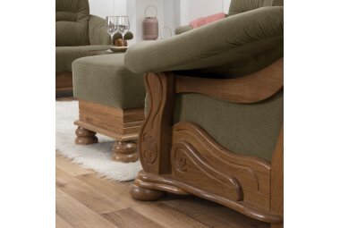 Hocker Katlin Bezug Flockstoff Eiche rustikal P43 / grün 22760