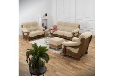 Hocker Katlin Bezug Flockstoff Eiche rustikal P43 / sand 22764