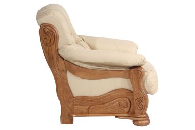 Sessel Katlin Bezug Echtleder Eiche rustikal P43 / beige 22773