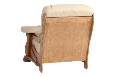 Sessel Katlin Bezug Echtleder Eiche rustikal P43 / beige 22773