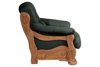 Sessel Katlin Bezug Echtleder Eiche rustikal P43 / dunkelgrün 22776