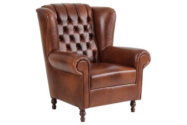 Ohrenbackensessel Katreen Bezug Wischleder Buche nussbaum...