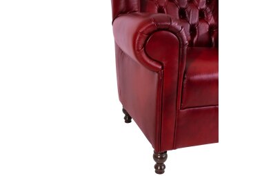 Ohrenbackensessel Katreen Bezug Wischleder Buche nussbaum dunkel / rot 22785