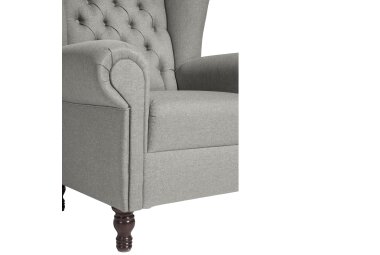 Ohrenbackensessel Katreen Bezug Flachgewebe Buche nussbaum dunkel / hellgrau 22806