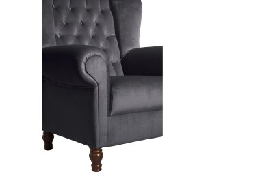 Ohrenbackensessel Katreen Bezug Samtvelours Buche nussbaum dunkel / anthrazit 22811