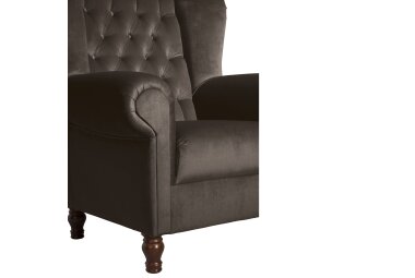 Ohrenbackensessel Katreen Bezug Samtvelours Buche nussbaum dunkel / braun 22812