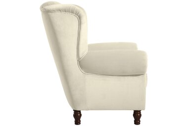 Ohrenbackensessel Katreen Bezug Samtvelours Buche nussbaum dunkel / creme 22814