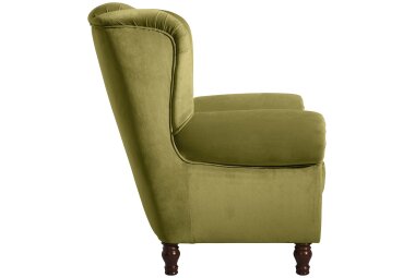 Ohrenbackensessel Katreen Bezug Samtvelours Buche nussbaum dunkel / oliv 22816