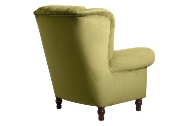 Ohrenbackensessel Katreen Bezug Samtvelours Buche nussbaum dunkel / oliv 22816