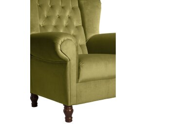 Ohrenbackensessel Katreen Bezug Samtvelours Buche nussbaum dunkel / oliv 22816