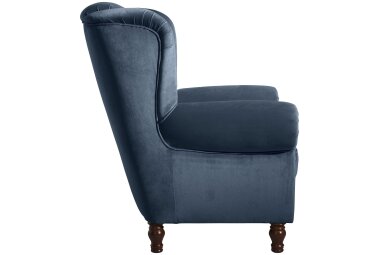 Ohrenbackensessel Katreen Bezug Samtvelours Buche nussbaum dunkel / petrol 22817