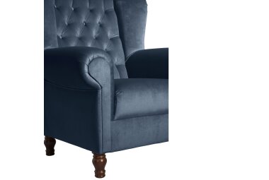 Ohrenbackensessel Katreen Bezug Samtvelours Buche nussbaum dunkel / petrol 22817