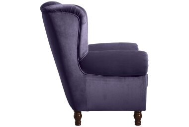 Ohrenbackensessel Katreen Bezug Samtvelours Buche nussbaum dunkel / purple 22818