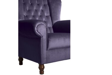 Ohrenbackensessel Katreen Bezug Samtvelours Buche nussbaum dunkel / purple 22818