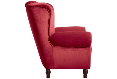 Ohrenbackensessel Katreen Bezug Samtvelours Buche nussbaum dunkel / rot 22819