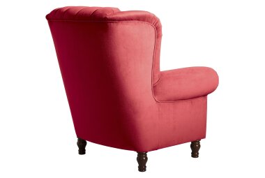 Ohrenbackensessel Katreen Bezug Samtvelours Buche nussbaum dunkel / rot 22819