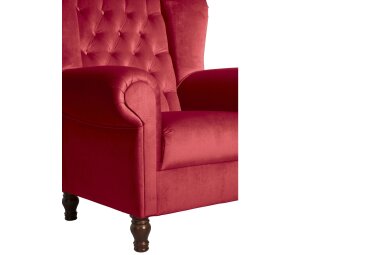 Ohrenbackensessel Katreen Bezug Samtvelours Buche nussbaum dunkel / rot 22819