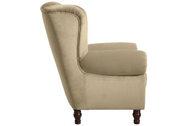 Ohrenbackensessel Katreen Bezug Samtvelours Buche nussbaum dunkel / sand 22821