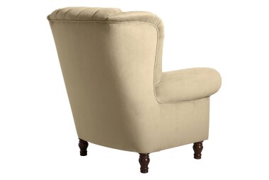 Ohrenbackensessel Katreen Bezug Samtvelours Buche nussbaum dunkel / sand 22821